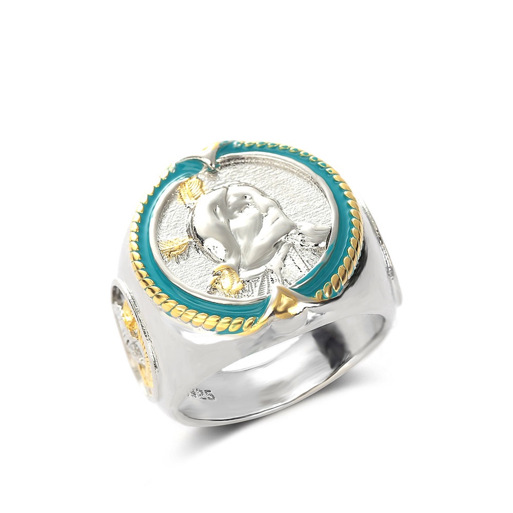 perak asli 925 cincin Pria Fashion Perhiasan Kepribadian Sederhana