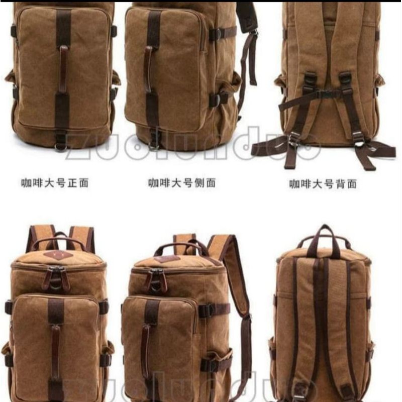 TAS MULTIFUNGSI/TAS RANSEL/TAS KANVAS PRIA KHAKI