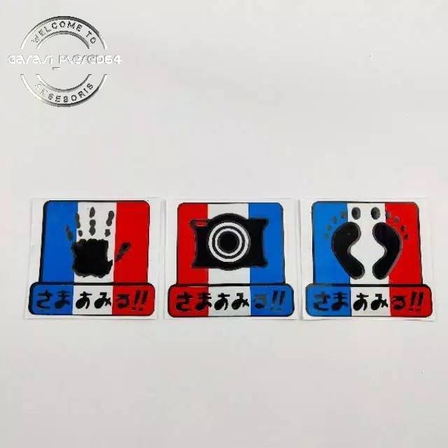 stiker cutting kaki tangan kamera thailand warning jangan di injak  sentuh  foto