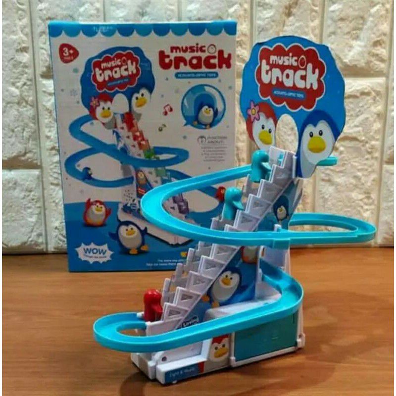 Mainan Anak Track Seluncur Pinguin Naik Tangga/ Mainan Slide Tangga Seluncur Karakter Pinguin Hellok