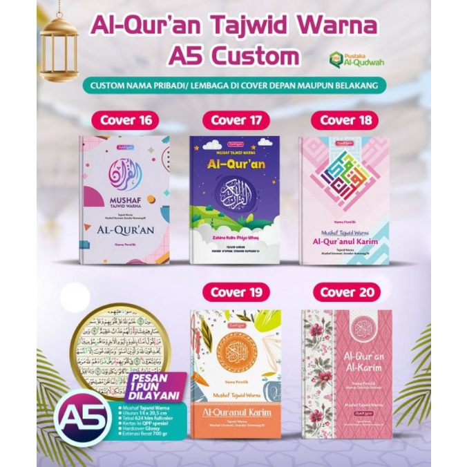 

MUSHAF AL QURAN HAFALAN A5 CUSTOM NAMA ALQURAN TERJEMAH AL QURAN HAFALAN BEBAS PILIH COVER