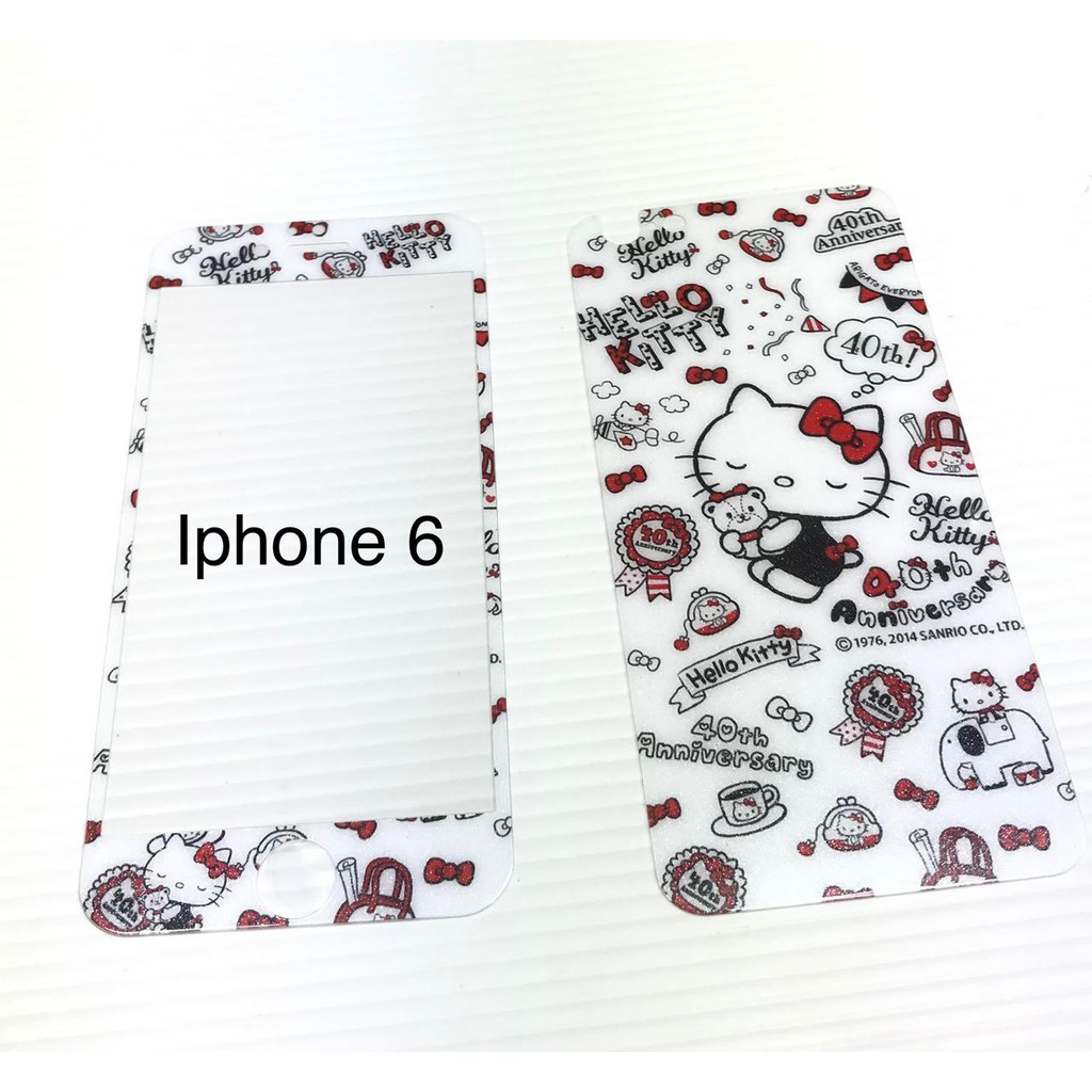 Tempered Glass Iphone 6 motif hello kitty Full depan belakang screen guard anti gores