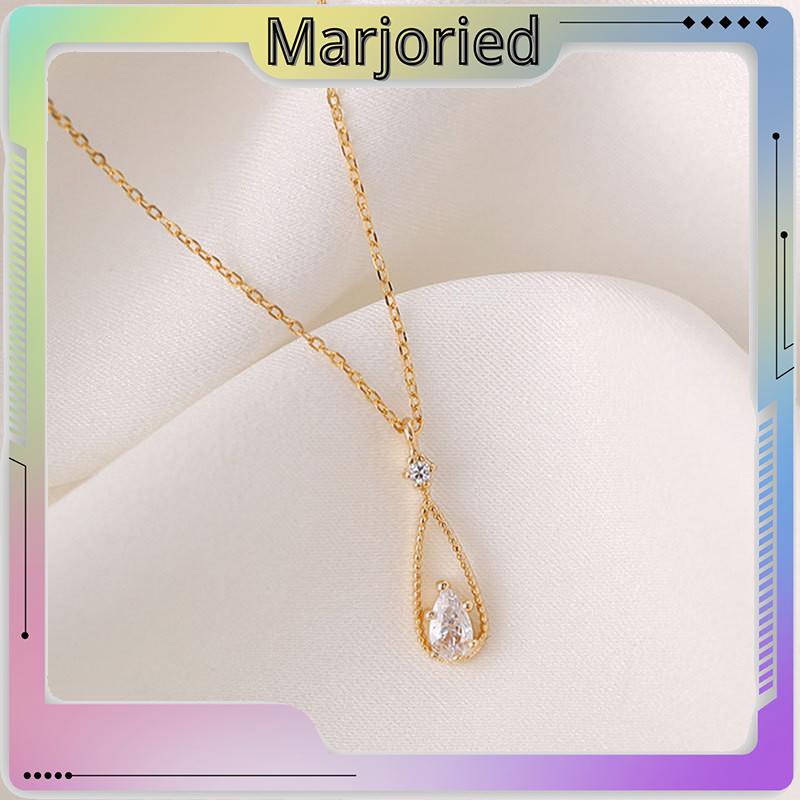 Fashion Indah Water Drop Zircon Kalung Wanita Sederhana Temperamen Rantai Klavikula-MJD