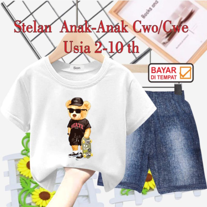 STELAN ANAK UNISEX/CELANA SEMI JEANS USIA 2 THN-10 THN(BEAR SKATE)