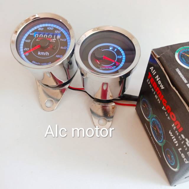 Spidometer bulat kilometer indikator plus Amper bensin LED