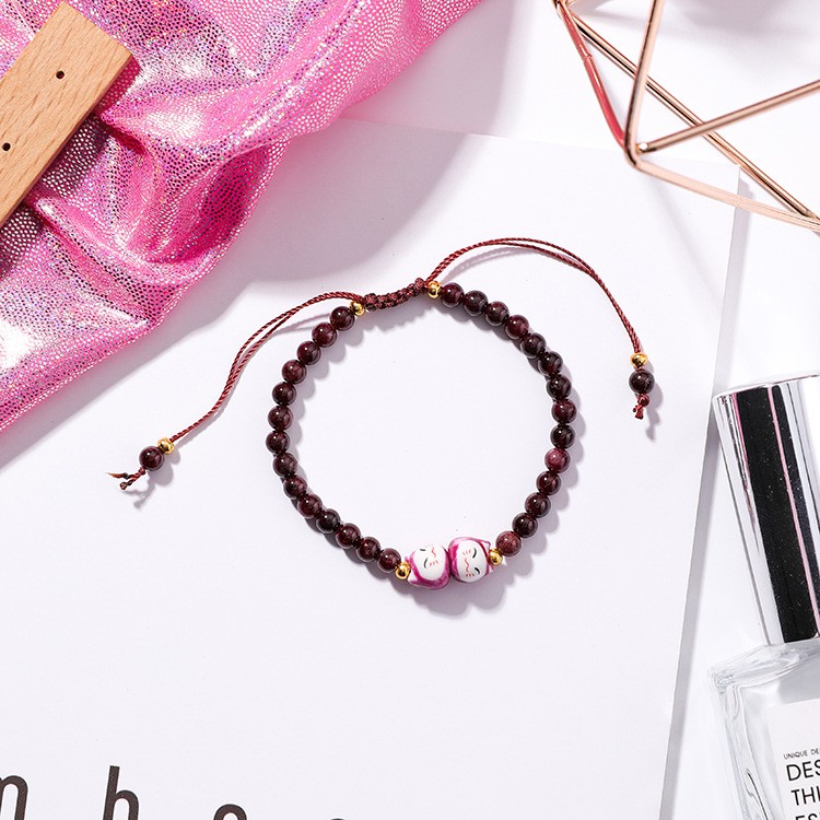 XiaoboACC Gelang Tangan Adjustable Hias Kristal Kucing Ala Korea untuk Wanita