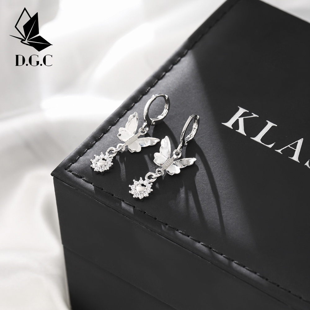 D.G.C✨COD✅Anting Kupukupu Korea Aksesoris Titanium Wanita Fashion Earrings Silver Premium Perhiasan Murah D178