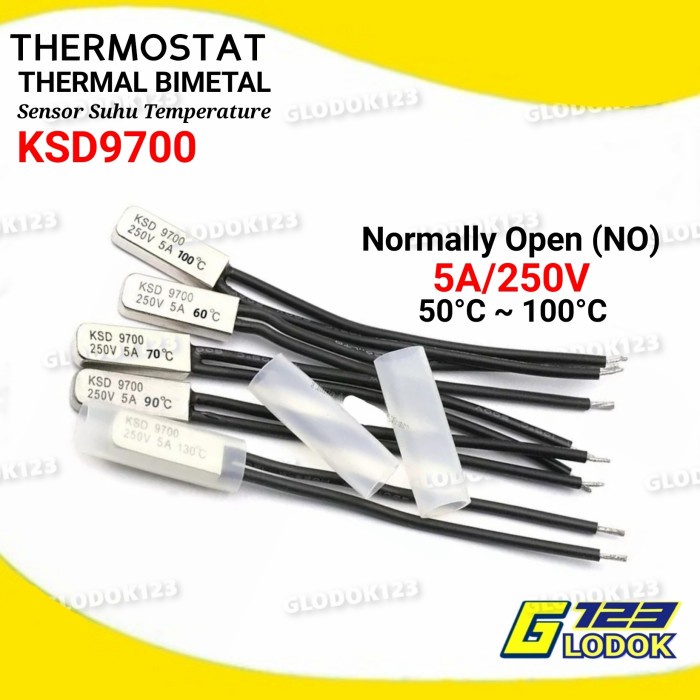 Thermostat Thermal KSD9700 Bimetal 250V 5A Sensor Suhu Temperatur AC