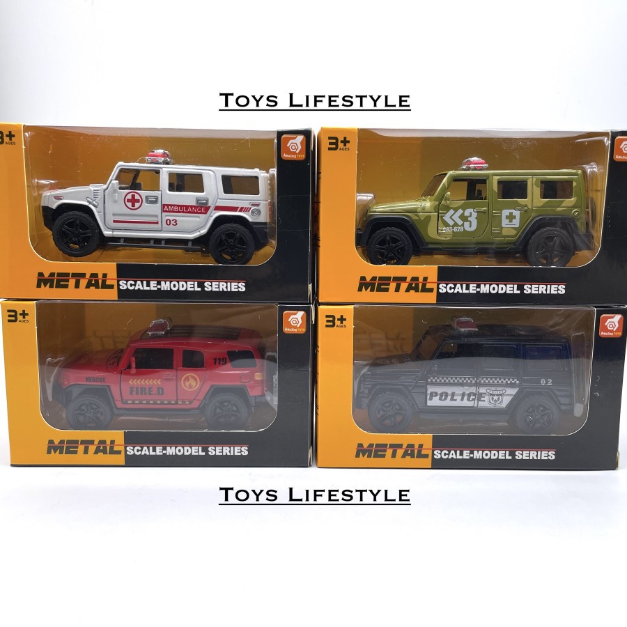 Mainan Mobil Anak Diecast Police Army Ambulance Fire Rescue