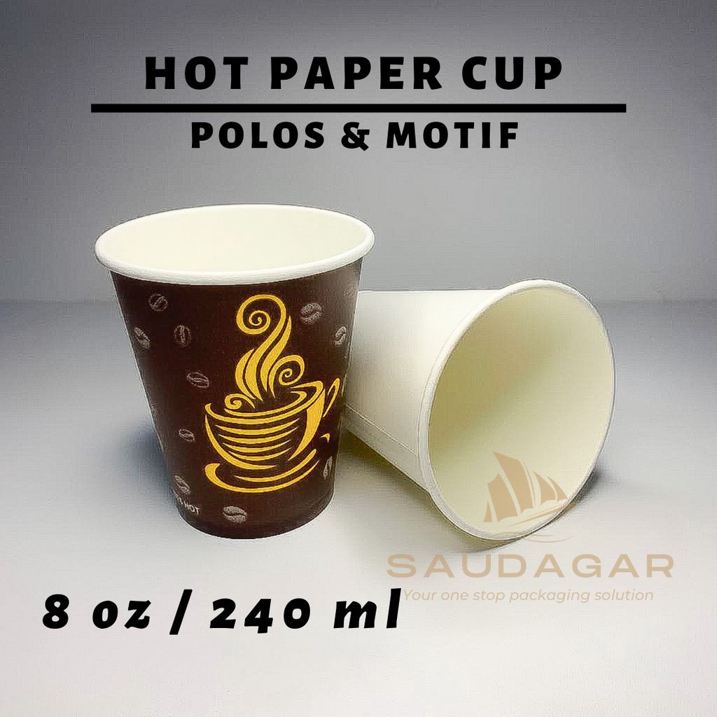 Hot paper cup / gelas kertas minuman panas / kopi / teh 8 oz