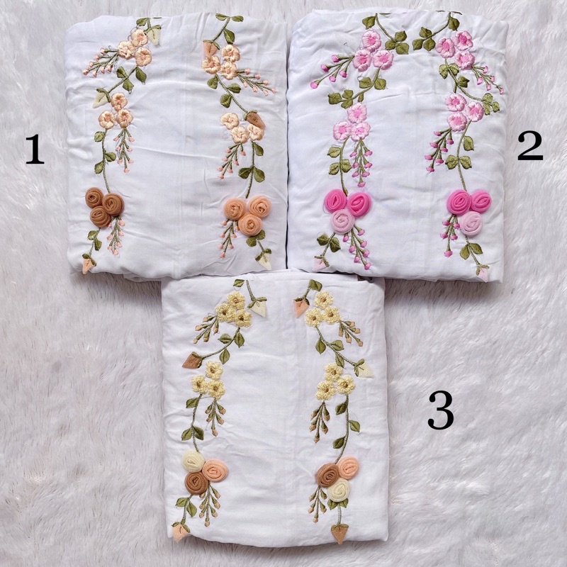 MUKENA LAJURAN TERUSAN BORDIR TILE rambat DEWASA RAYON