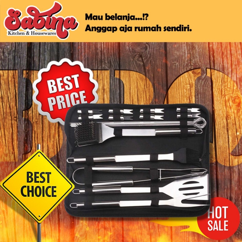 Alat Masak Panggang Perlengkapan BBQ Barbecue Grilling Tools 20Pcs