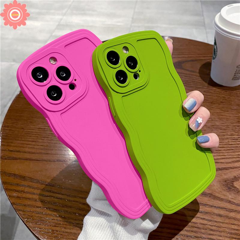 Casing iPhone 11 XR 7 8 Plus 12 13 Pro MAX X XS MAX 7 Plus 8 Plus Shockproof Aksen Gelombang Warna Permen