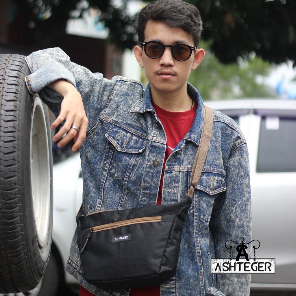 Tas Selempang Pria Wanita Casual Trendy Slingbag Unisex Kuliah Sekolah Kerja Polos Slempang Cowok Korea Kekinian Termurah