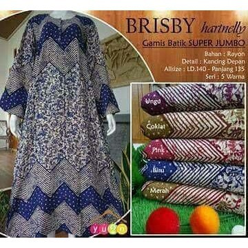 Gamis Batik Super Jumbo Brisby Hartnelly | Kancing Depan | Daster Jumbo