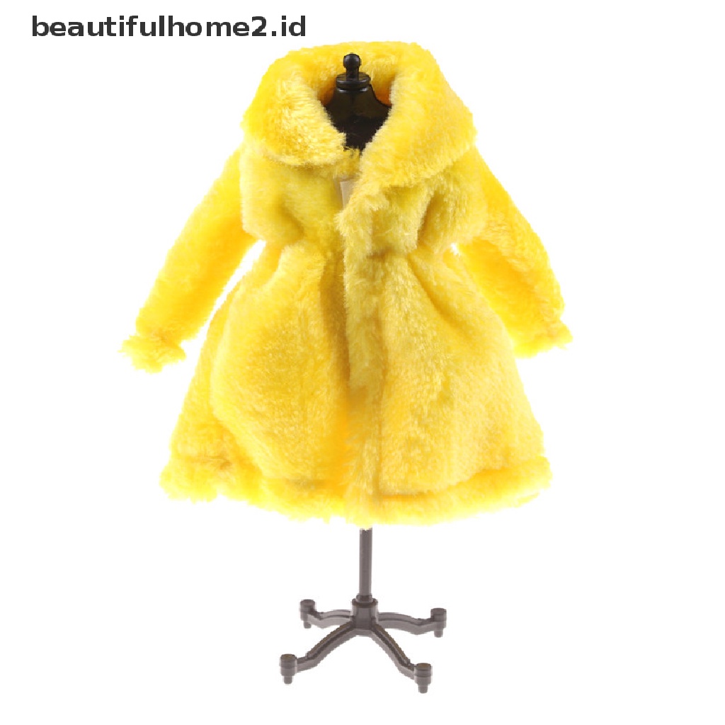 (beautifulhome2.id) Mantel / Coat Fashion Lengan Panjang Bahan Bulu Imitasi Untuk Aksesoris Boneka