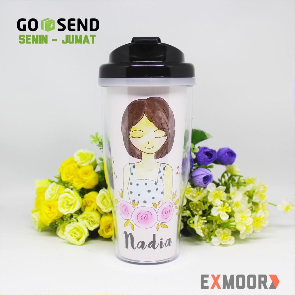 Tumbler Kado Ulang Tahun Wanita Doodle Non Hijab