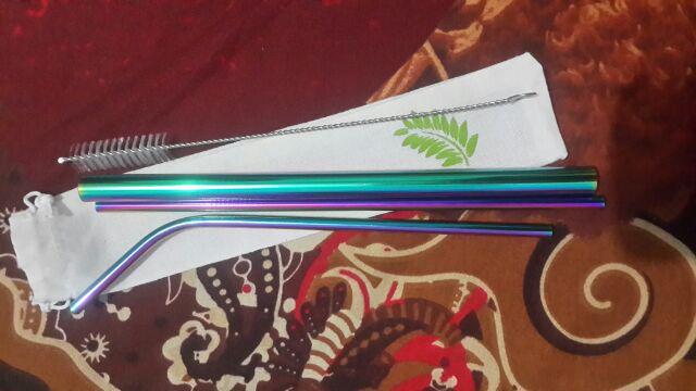 Full Set Stainless Straw / Ecofriendly Drinking Straw / Reusable Straw With Brush & Pouch