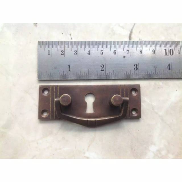 Handle / Tarikan Laci Lemari Jendela Pintu Rumah Kuningan 7.5cm + Kunci Lemari