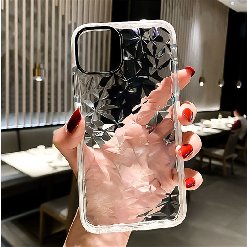 Case Transparan Shockproof Aksen Berlian Untuk iPhone 11 Pro X XS Max XR 6 6s 7 8 Plus SE2020