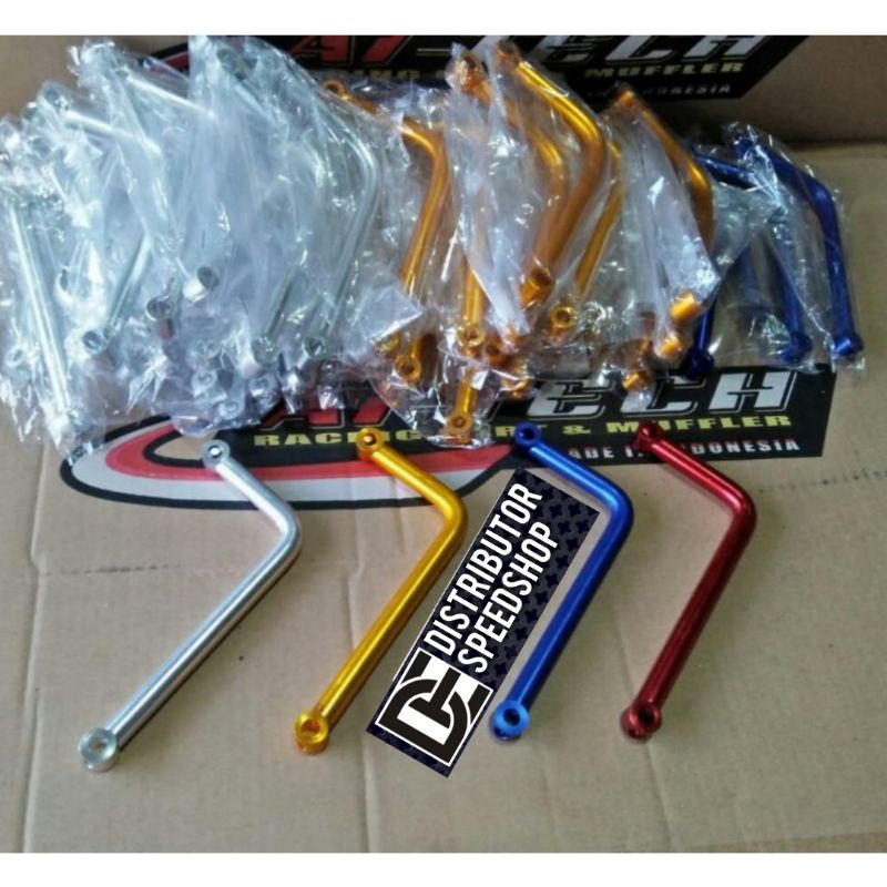 Tiang L Almu ORI Aitech model Laspegangan bracket knalpot Cobra & NonCobra warna gold biru silver ni