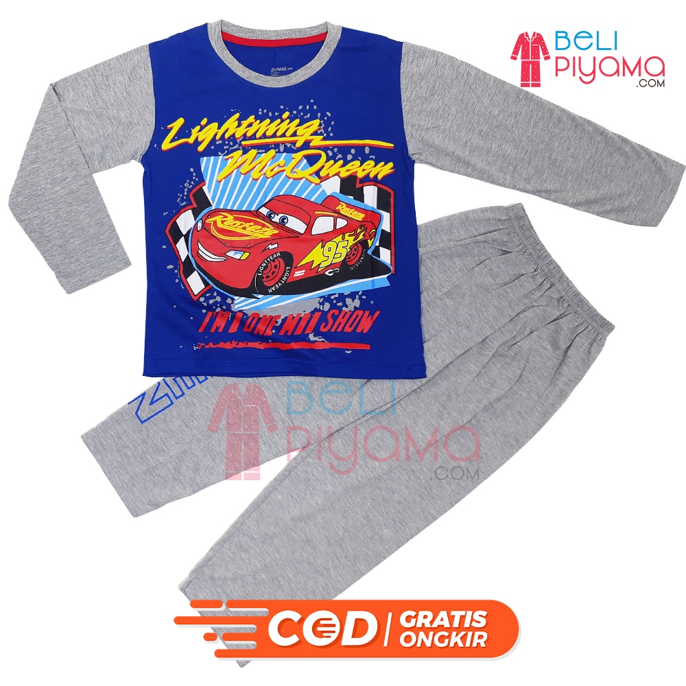 Baju Anak Laki laki Mobil MC Queen usia 7-13 Tahun / Setelan Anak Cowok / Baju Tidur Anak Laki Laki 
