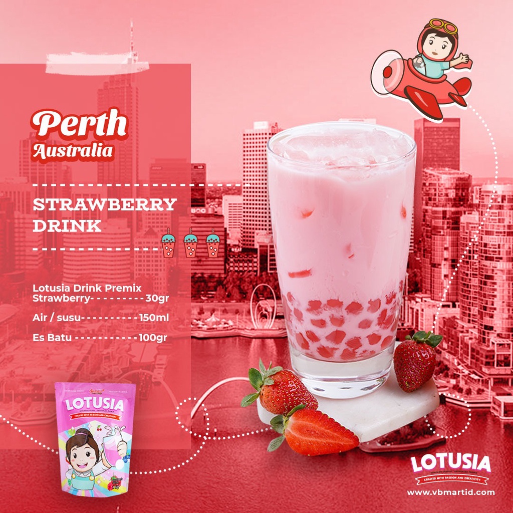 30gr LOTUSIA STRAWBERRY DRINK PREMIX (TRIAL PACKAGE)