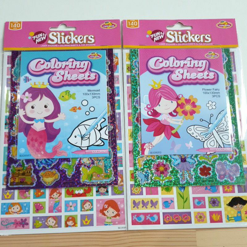 

Mewarnai dan Sticker Set versi Mermaid dan Fairy