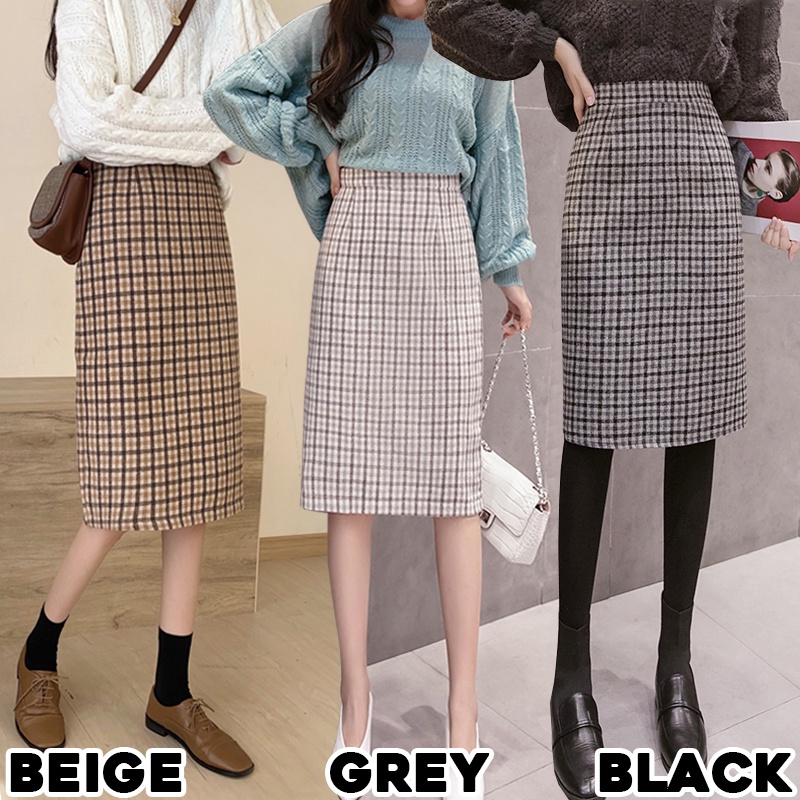 KARAKOREA 8860 Lucy Skirt/Rok Midi/Rok kerja/Rok Kotak/Pencil Skirt/Midi Skirt/Rok korea/Rok Autumn/Rok Winter/Rok Korea Skirt