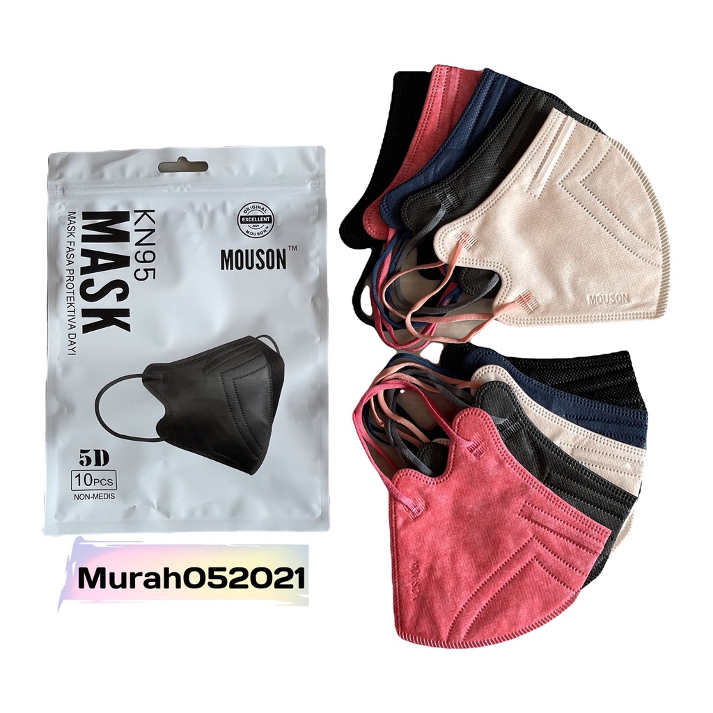 Masker kn95 mouson 5d mix 5 warna isi 10pcs / masker mouson / masker shumu / model sensi / kn95