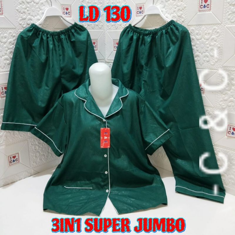 CNC - Baju Tidur Wanita Piyama 3in1 5XL Super Jumbo Hembos Premium Ld128-130cm