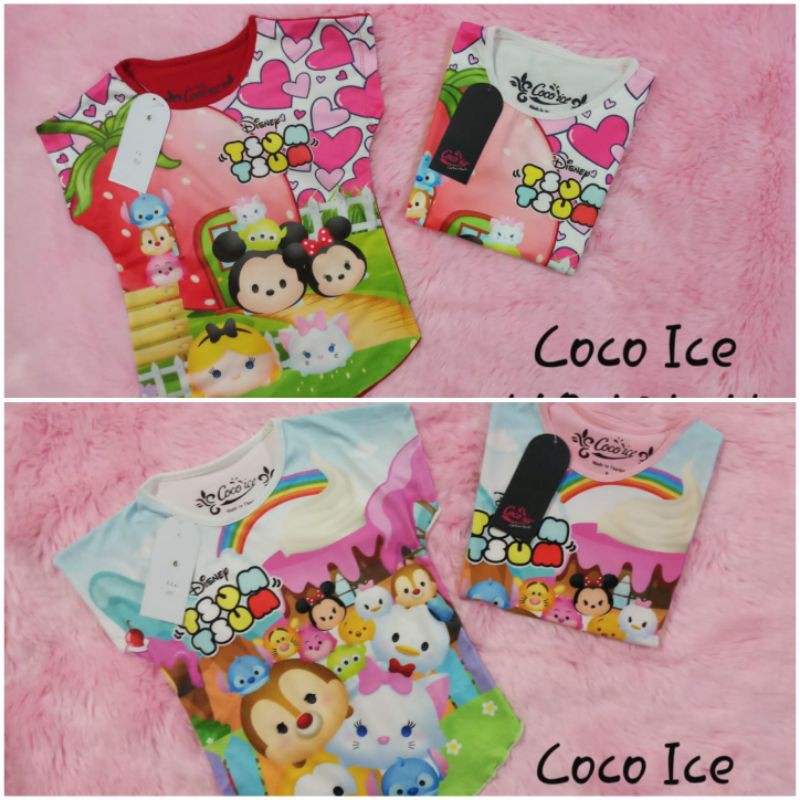 Kaos anak perempuan Coco Ice motif Tsum Tsum