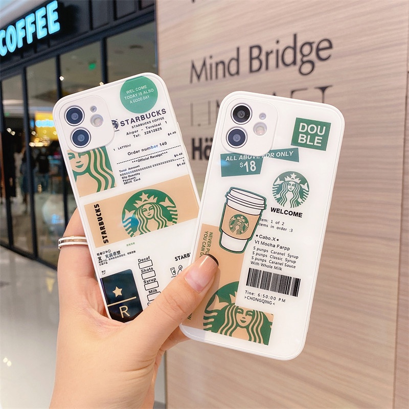 Hard Case Tempered Glass Motif Starbucks Untuk Iphone 7 8 Plus X Xs 11 12 13 Pro Max