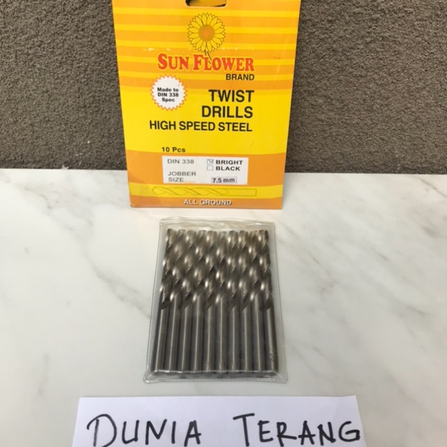 Mata Bor Besi SUN FLOWER 7,5mm - Hss Twist Drill Bit 7,5mm Bunga (1 pcs)