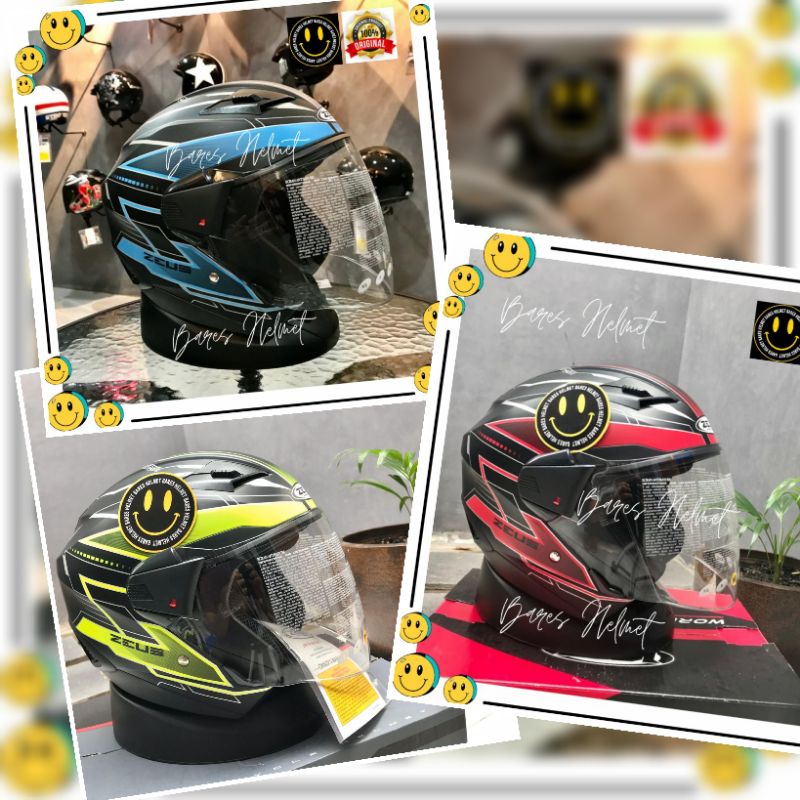 Zeus Helm ZS611 Matt Black TT18 Yellow Double visor