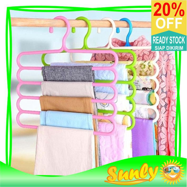 ☀ Sunly ☀ A074 Hanger Gantungan Pakaian 5 in 1 Gantungan Multifungsi Scarf 5 Tingkat Handuk Jemuran