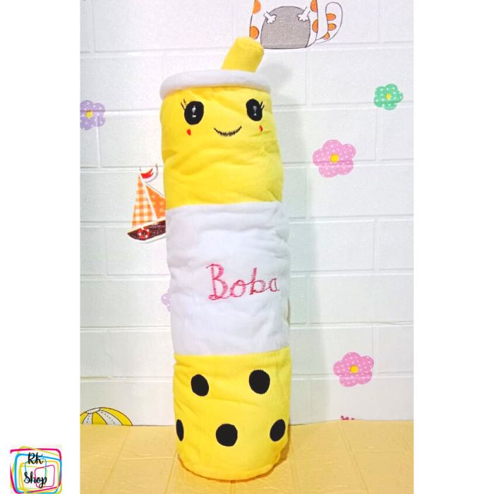 Guling Boneka Boba Milk Tea Kain Halus Tinggi 60cm Guling Boba