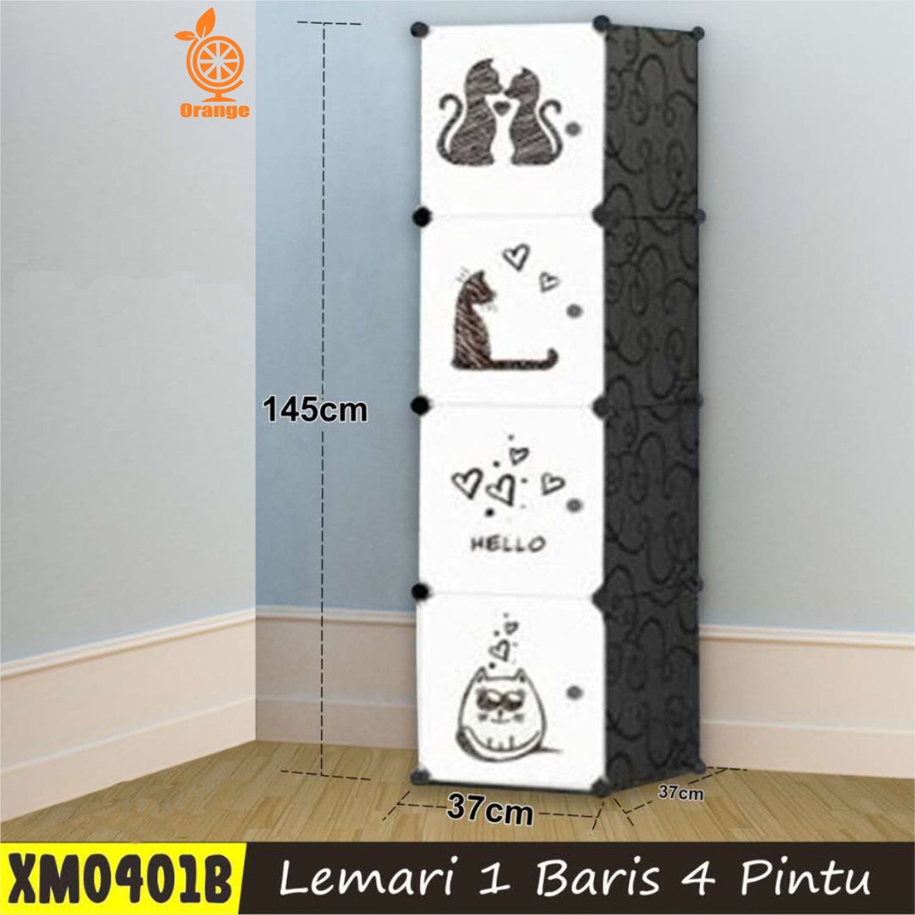 Lemari Pakaian 4 Pintu Serbaguna Lemari Plastik Portable Motif Karakter GOSHOP88