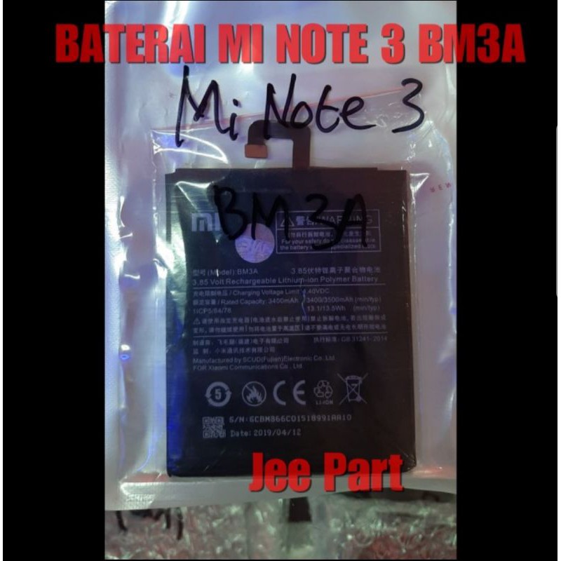 BATRE BATERAI BATTERY BM3A XIAOMI MI NOTE 3