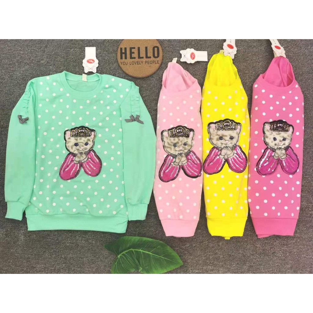 ADYAKIDS (5-12th) SWEATER ANAK CEWEK IMPORT APLIKASI BULU / ATASAN PANJANG ANAK PEREMPUAN