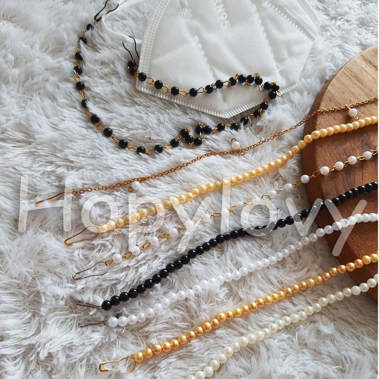 Strap masker korea / kalung masker mutiara / masker chain rantai mutiara/ gantungan strap mask HL