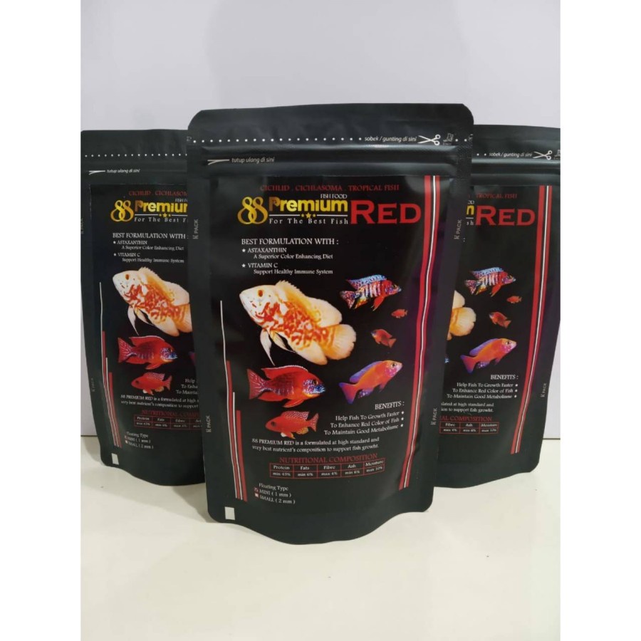 Pelet 88 Premium RED CICHLID 1 mm - Pellet Pakan Makanan Ikan 100 gram