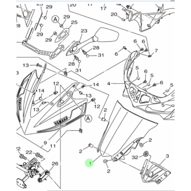 VISOR WINDSHIELD R25 R 25 ASLI ORI YAMAHA 1WD F8381 00