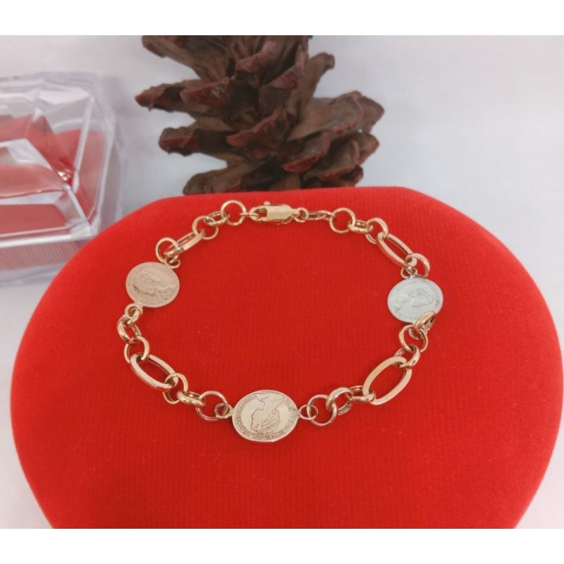 gelang holo vensi kombinasi koin, emas kadar 375(8k)