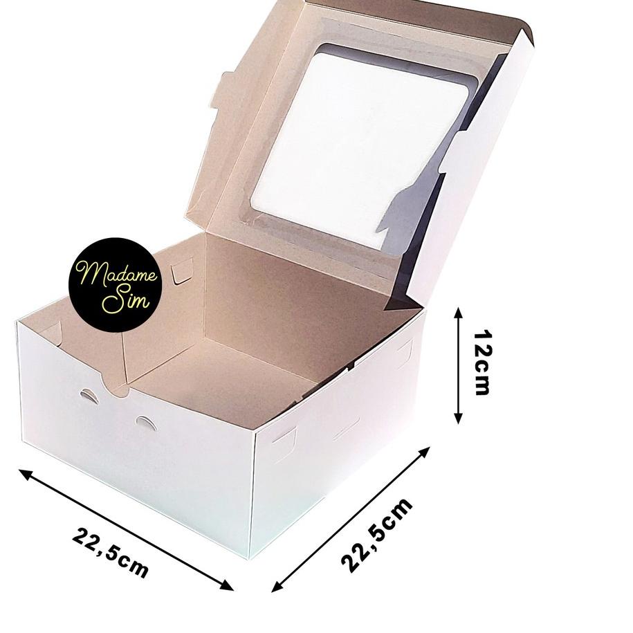 

♙ KOTAK KUE - CAKE BOX 22 x 22 x 12 CM - DUPLEX PUTIH ( ISI 10 PCS ) ◊