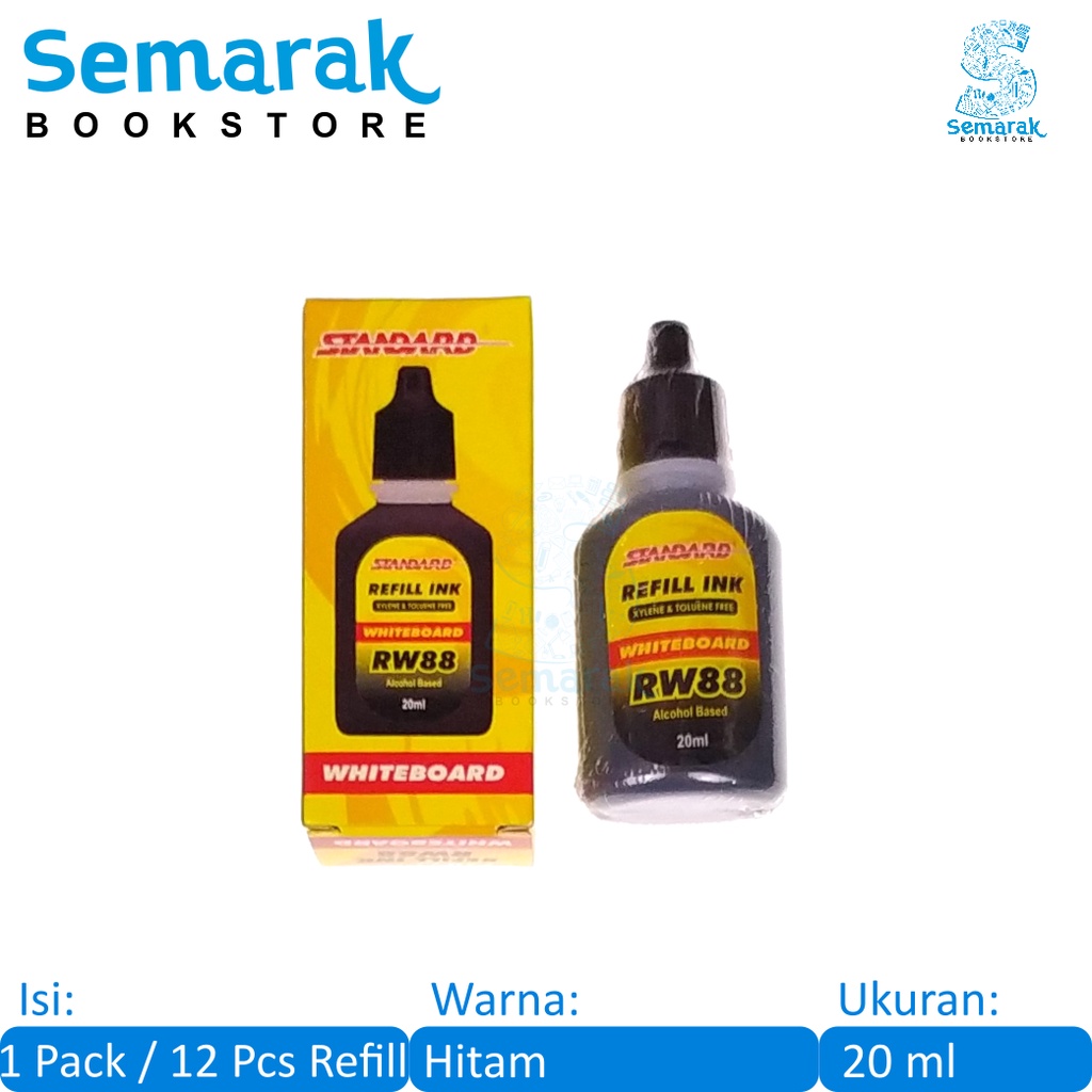 

Standard RW88 Refill Whiteboard Isi Spidol W88 20 ml - Hitam [1 Pack / 12 Pcs]
