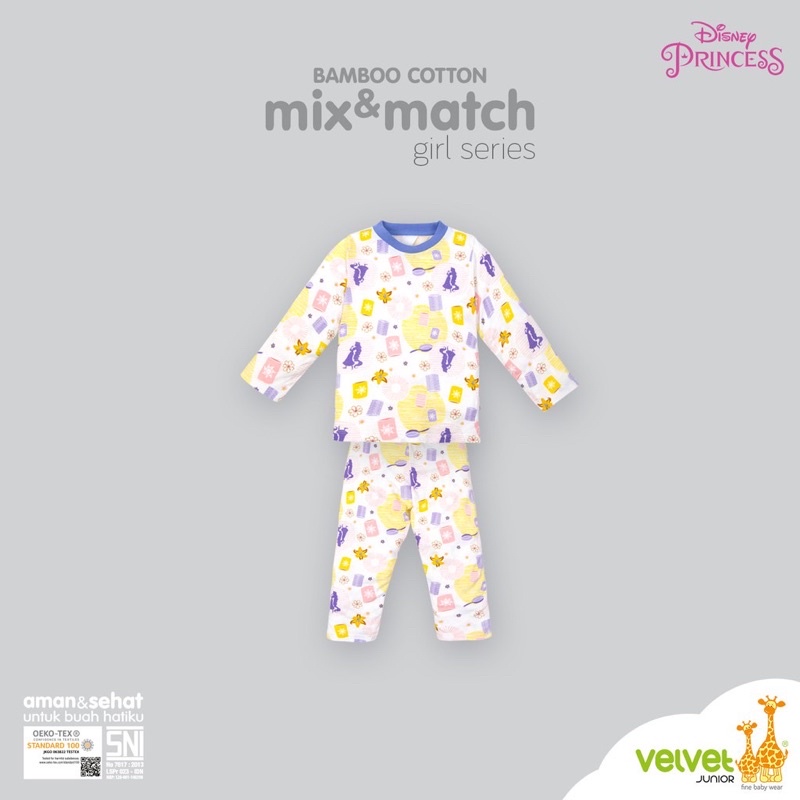 Castle - isi 2 Stel Velvet Junior Mix &amp; Match Series Piyama Anak