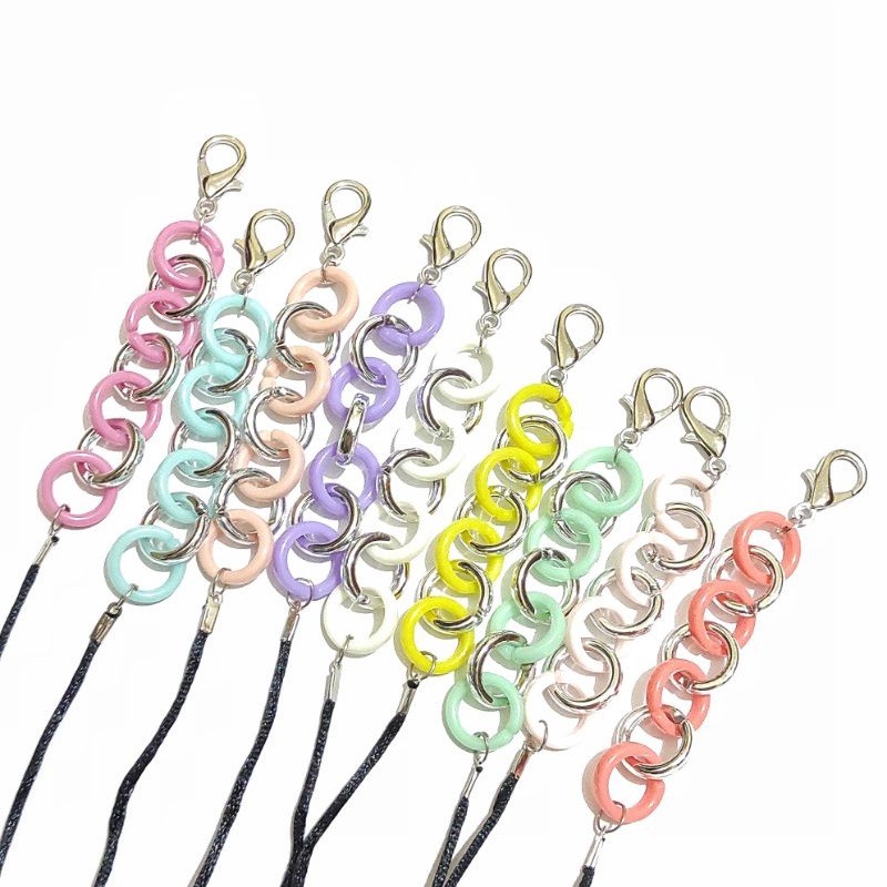 2 in 1 Kalung Strap Mask + Connector Masker Hijab Gratis Stopper Denise Acrilic Chain &amp; Link Rantai