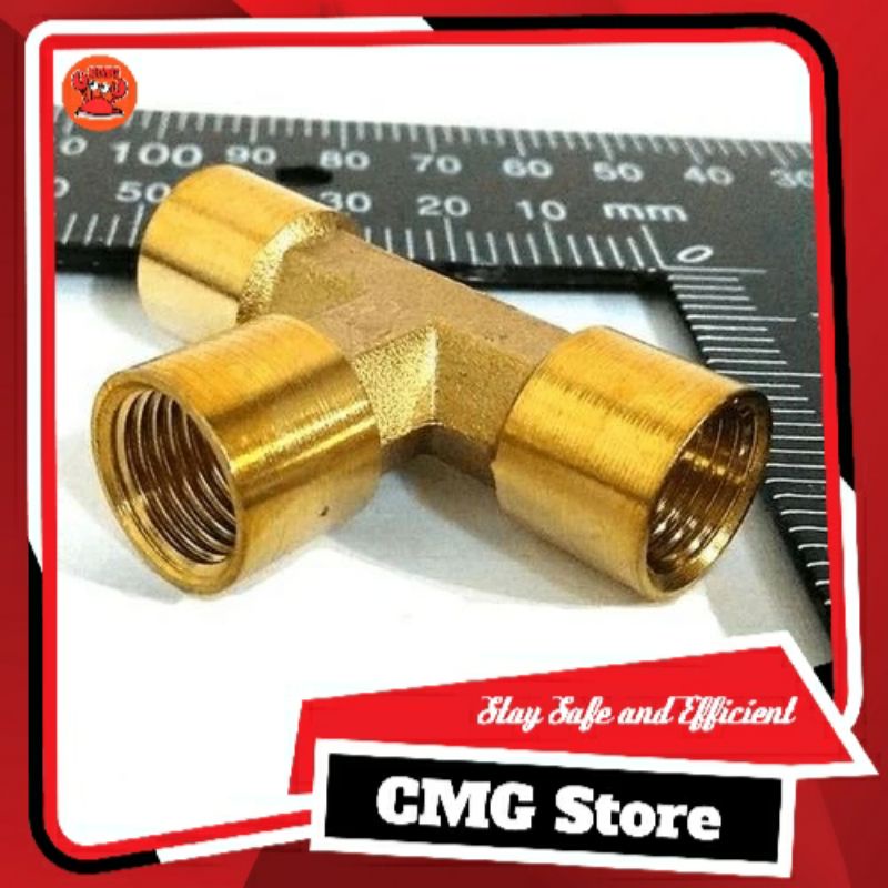 CMG Store | Nepel tee Kuningan 1/8" nepel tee 1/8 inch nepel T kuningan 1/8