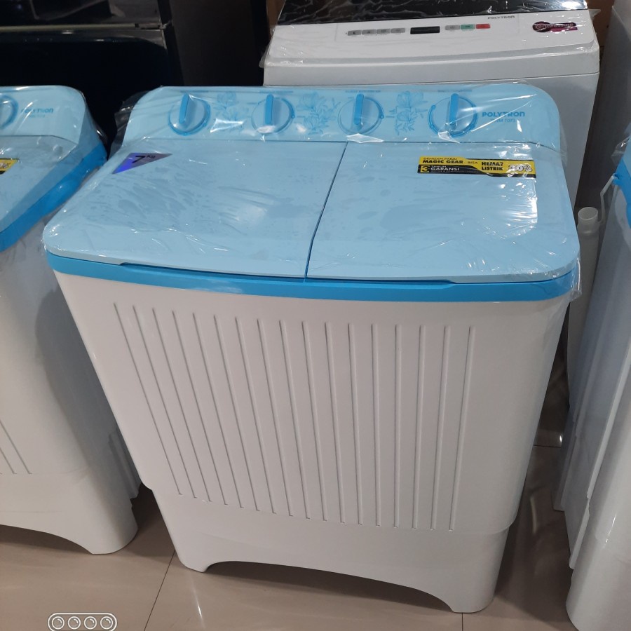 Mesin Cuci 2 Tabung POLYTRON PWM 7073 Anti Kusut Cuci Pengering 7 KG